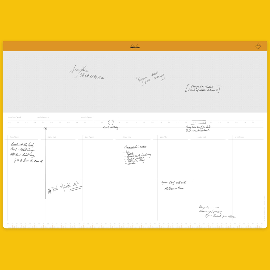 A2 Weekly Desk Planner with notes