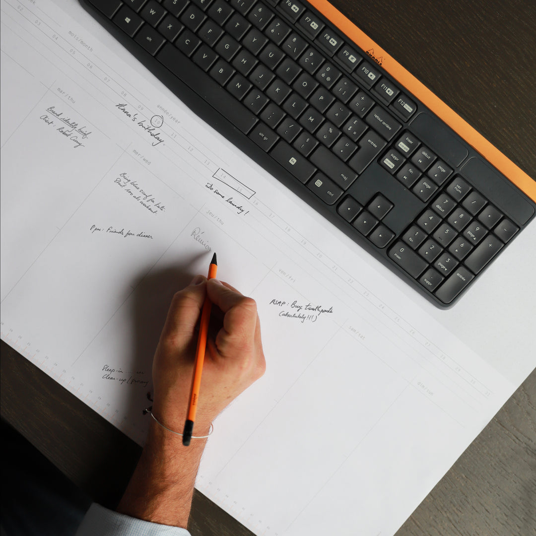 A2 Weekly Desk Planner with keyboard