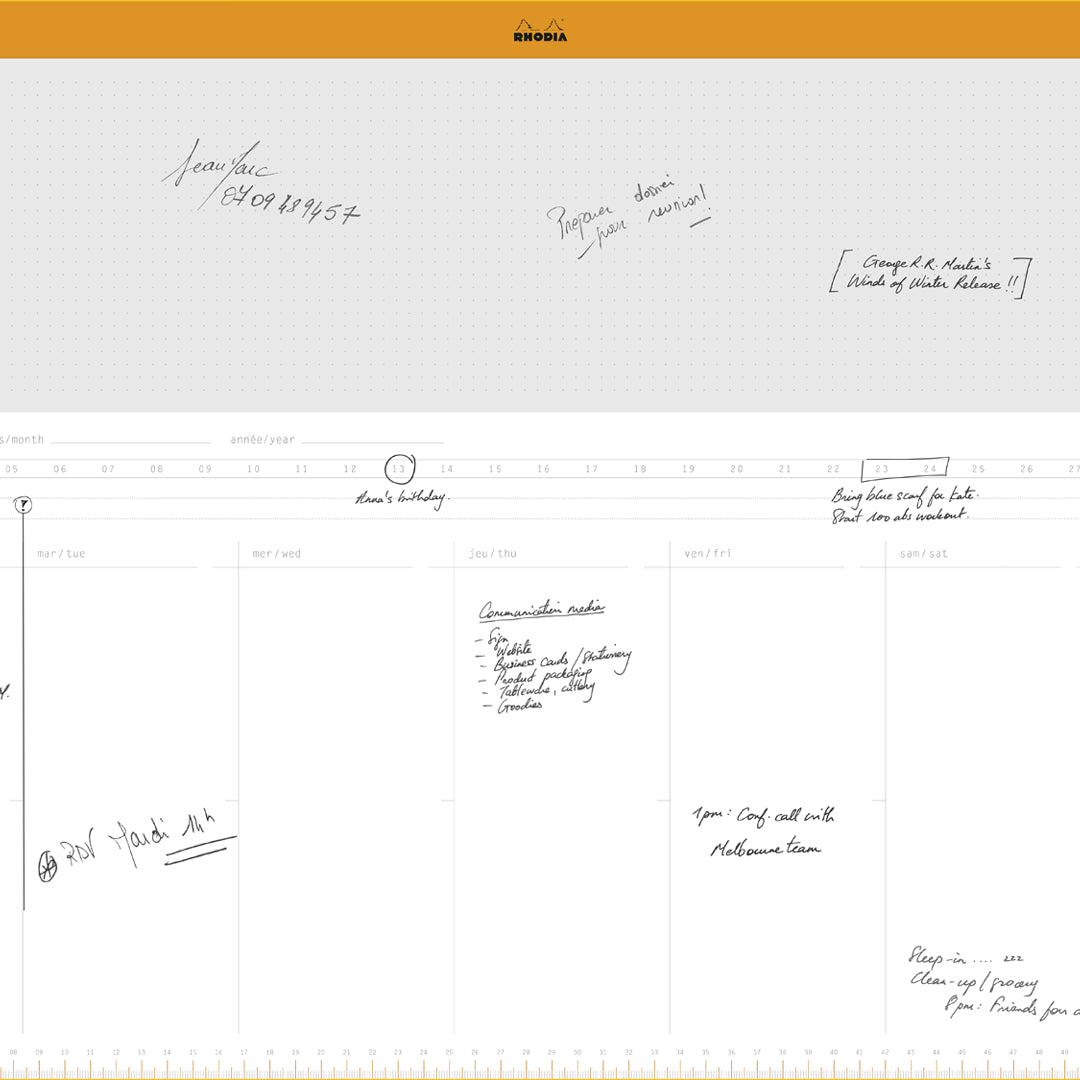 A2 Weekly Desk Planner zoom in on details