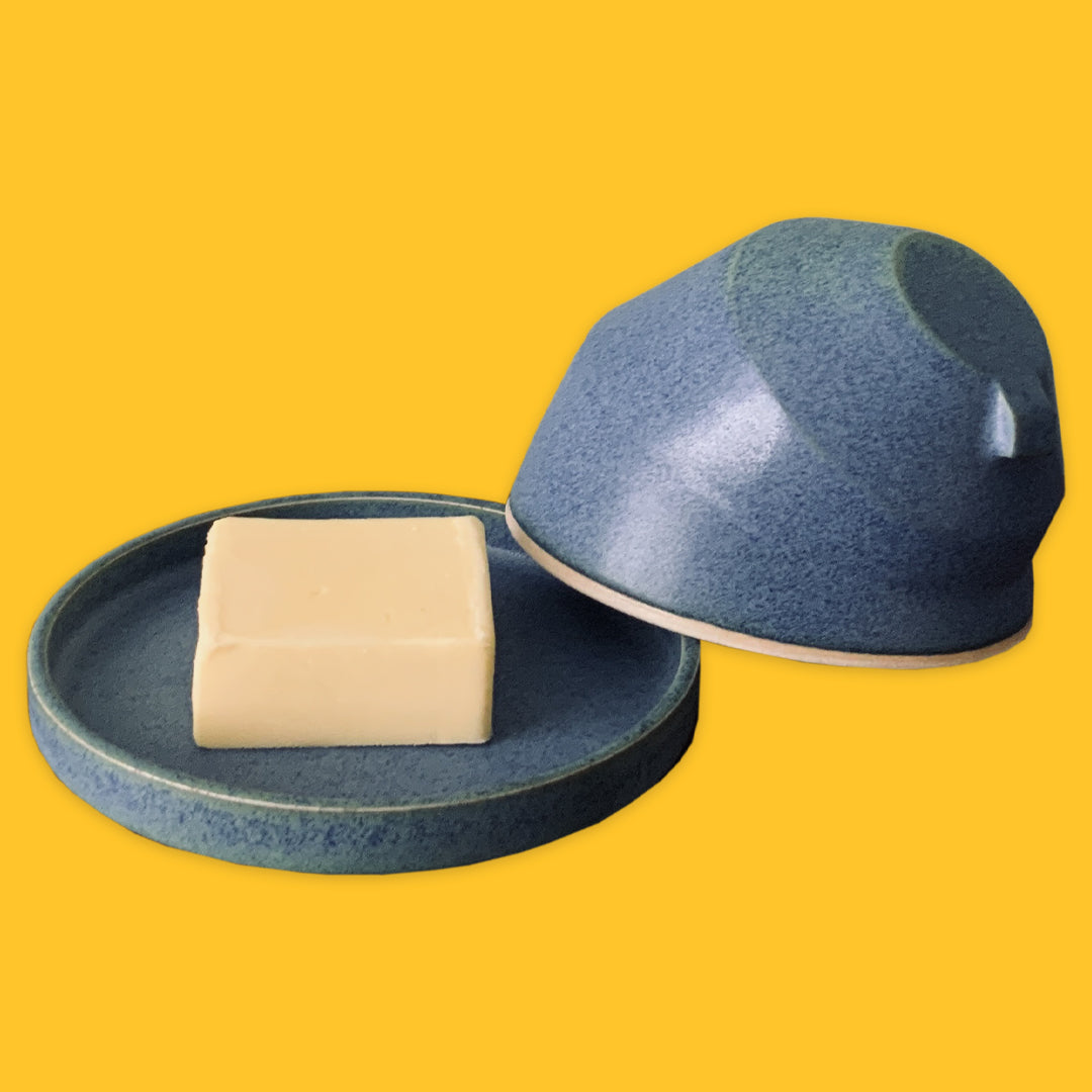 Pacific blue Ceramic Butter dish with butter