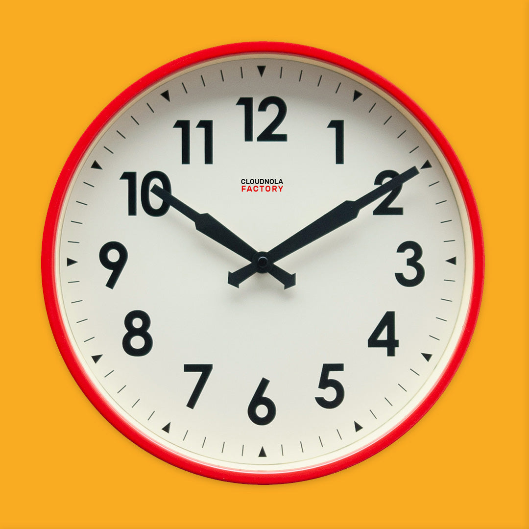 Factory Clock 30cm dia in Red