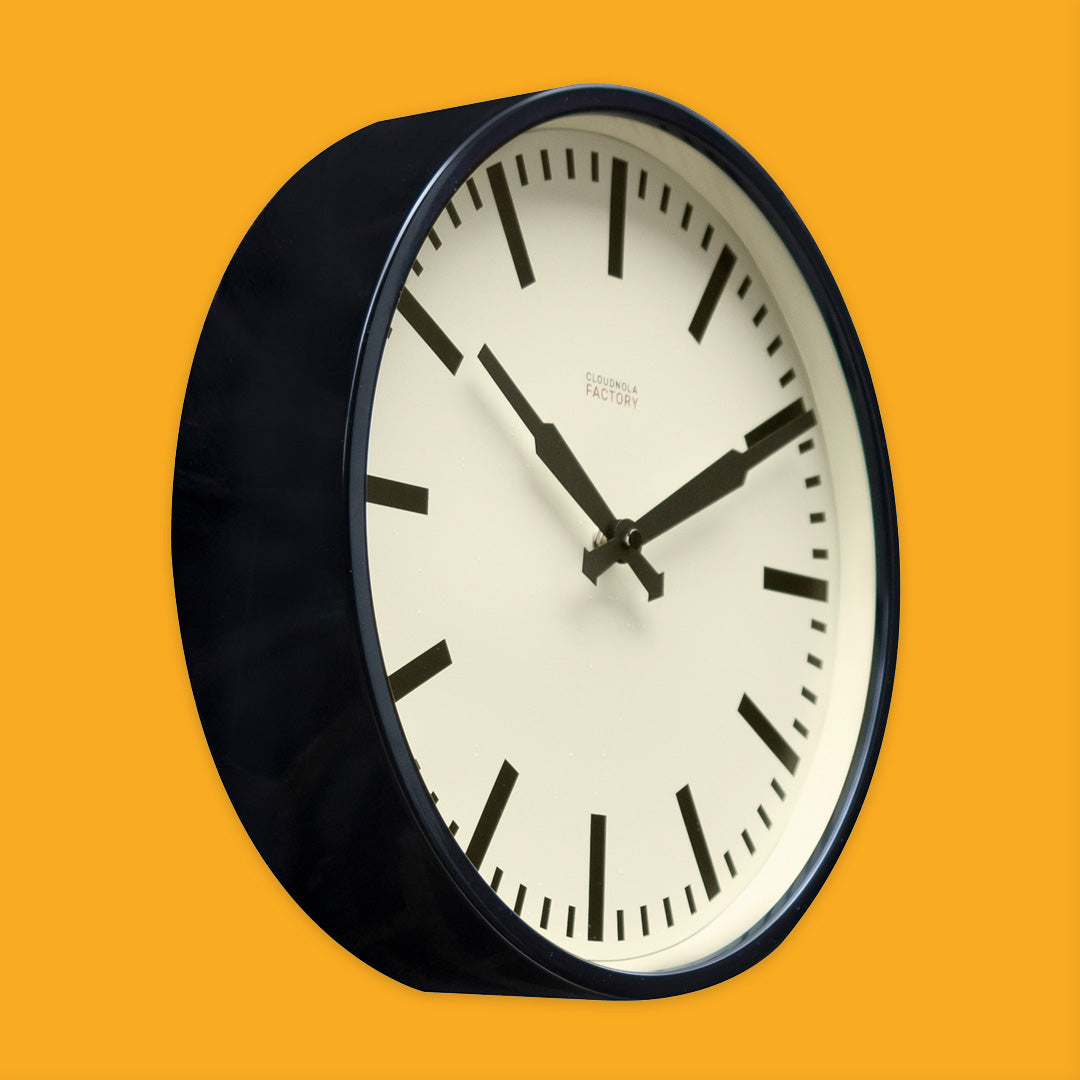 Factory Clock 30cm dia in Black