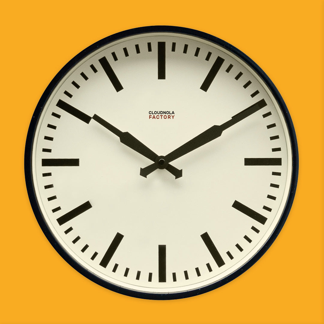 Factory Clock 30cm dia in Black
