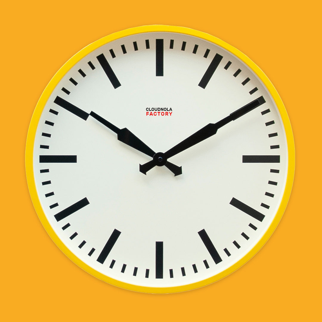Factory Clock 45cm dia in Yellow