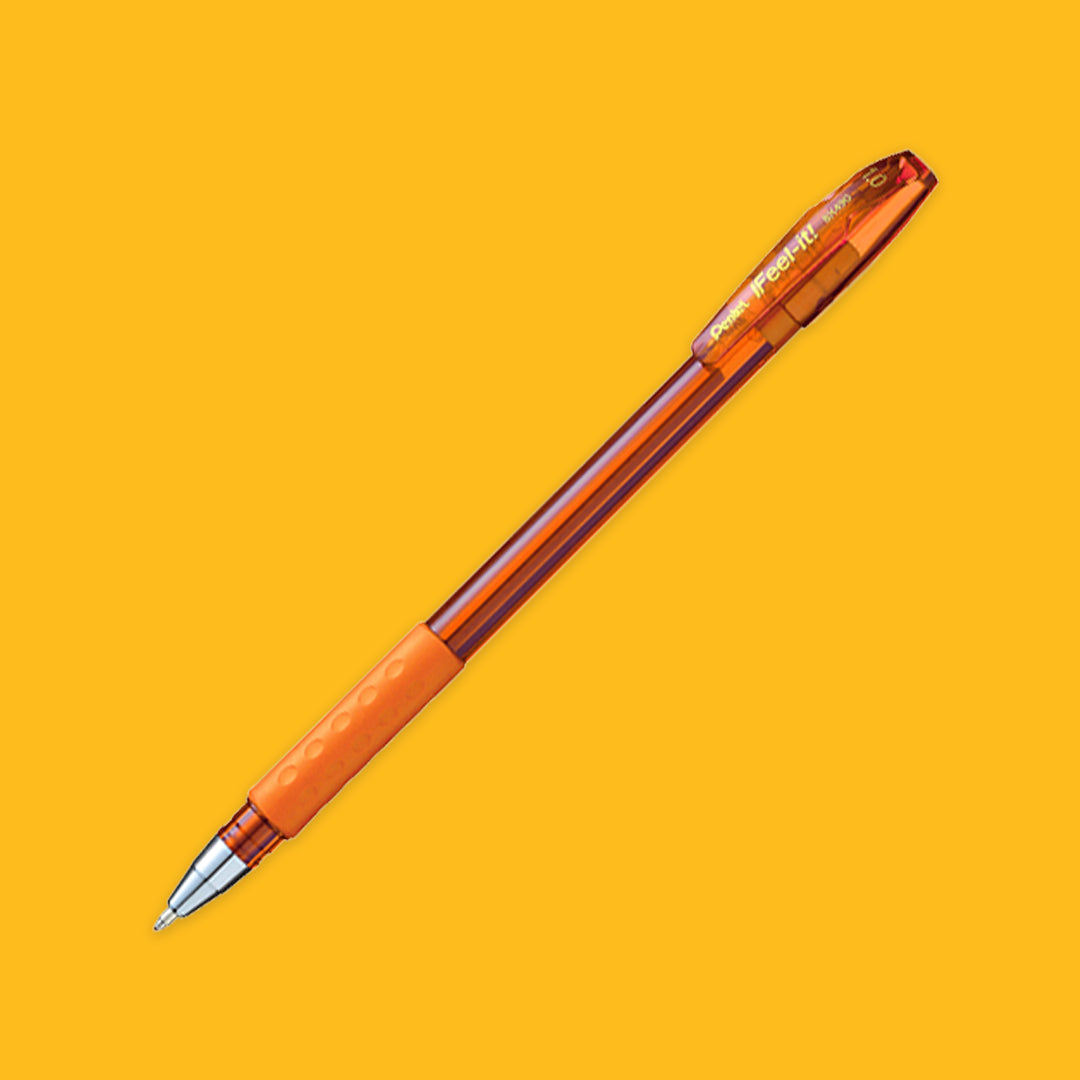 Orange pen on a yellow background