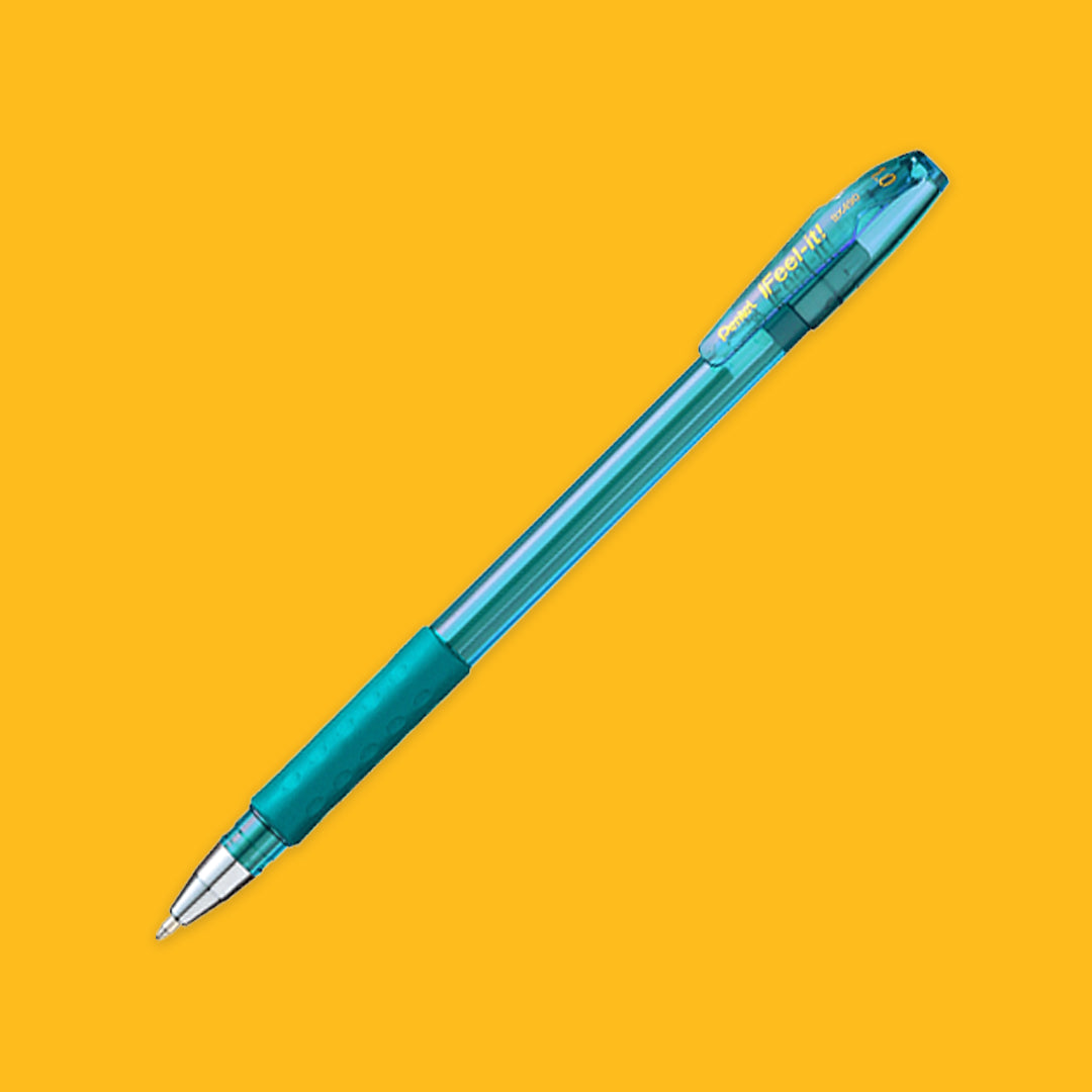 Blue pen on a yellow background