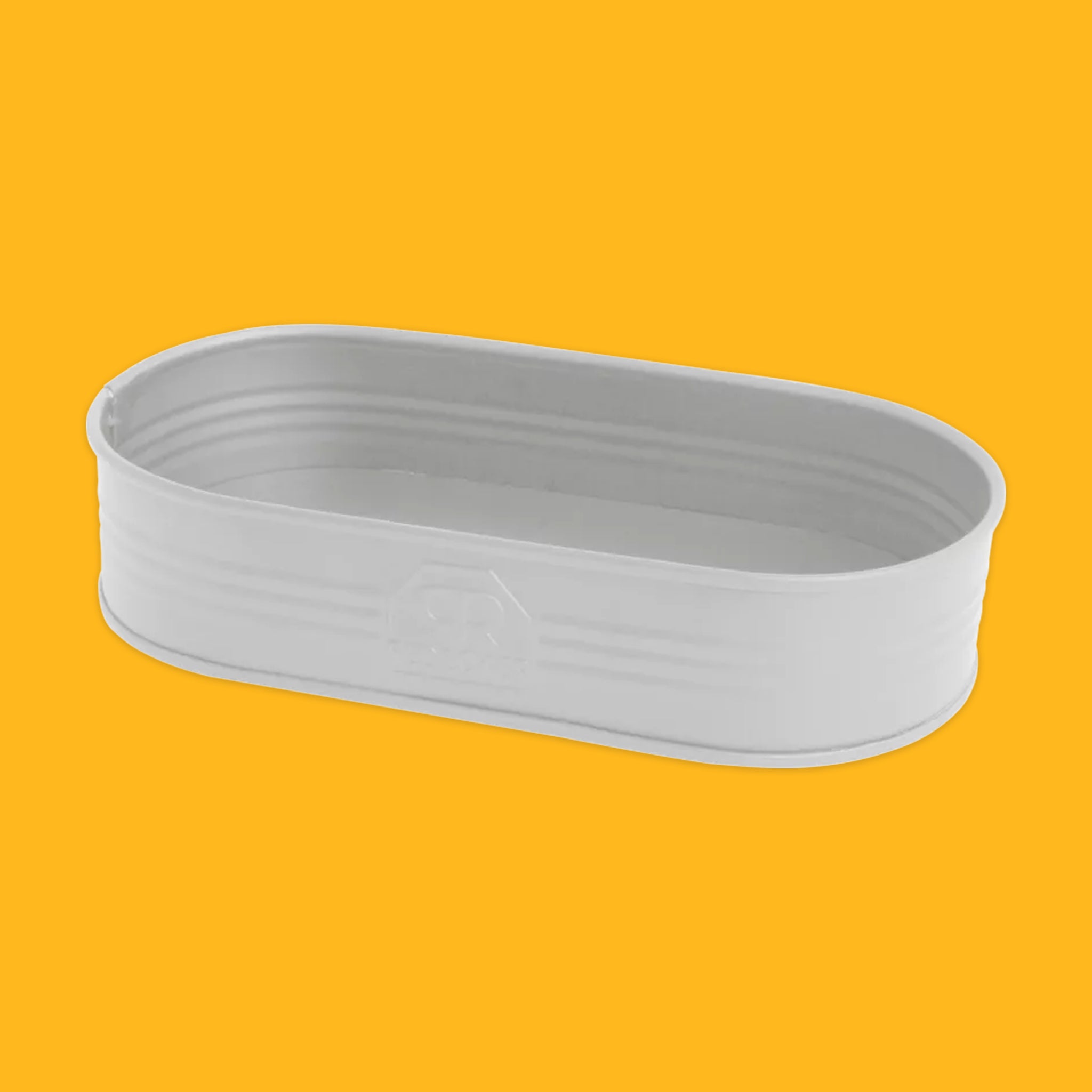 Storage Tray in white against a yellow background
