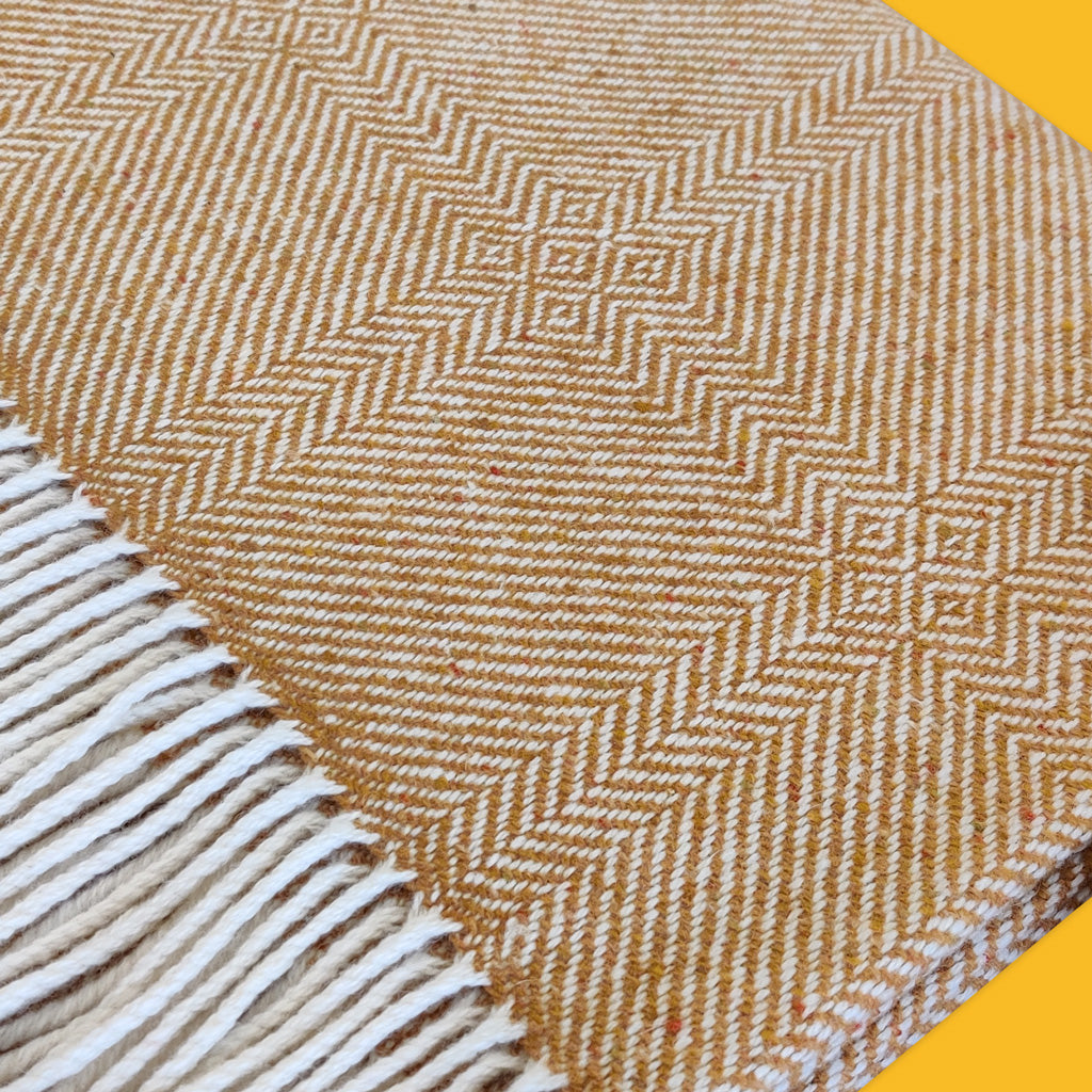 Studio Donegal Handwoven Gridlock Throw in Dijon