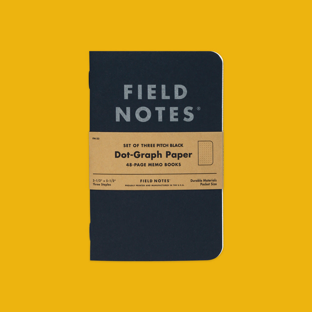 Field Notes Pitch Black Memo Book Dot Graph Front On