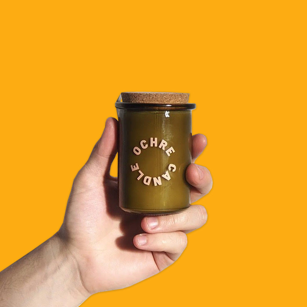 Ochre Soy Wax Candle in Clary Sage & Lemongrass Green Jar