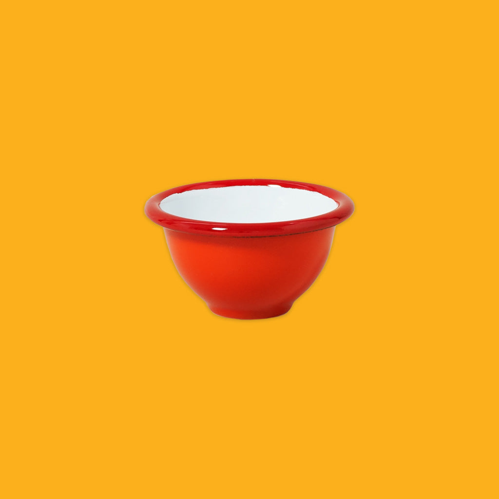 Falcon enamelware pinch pots in pillarbox red