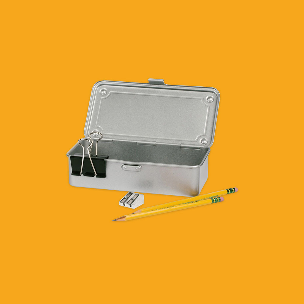 Toyo Steel Component Box in Silver with pencils