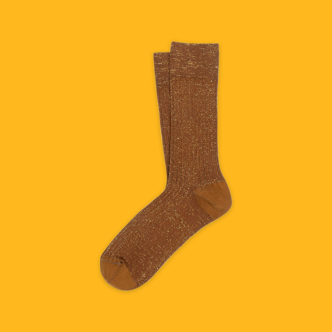 Cherry Style Socks in Brown on Yellow background