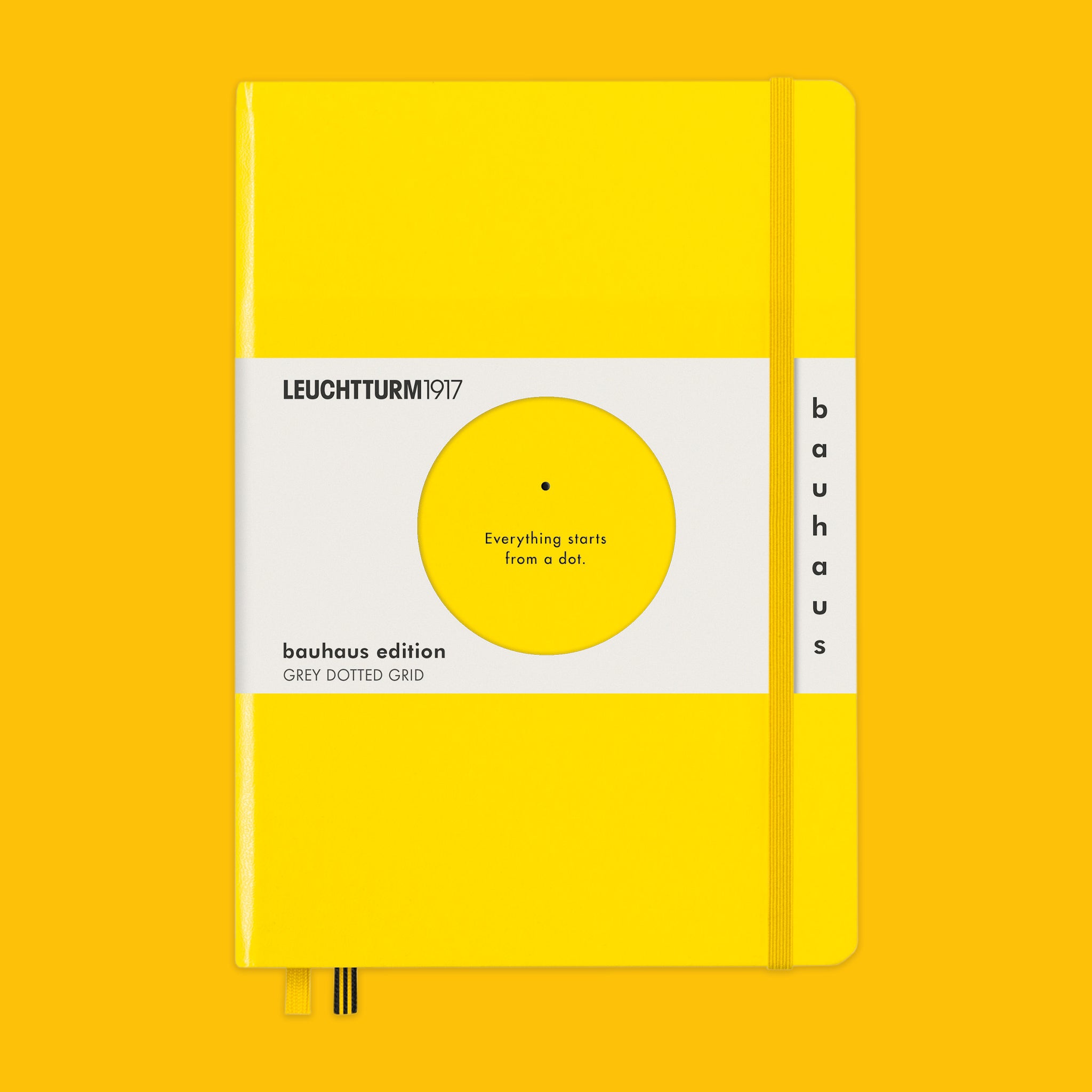 Lemon Bauhaus Notebook on a yellow background