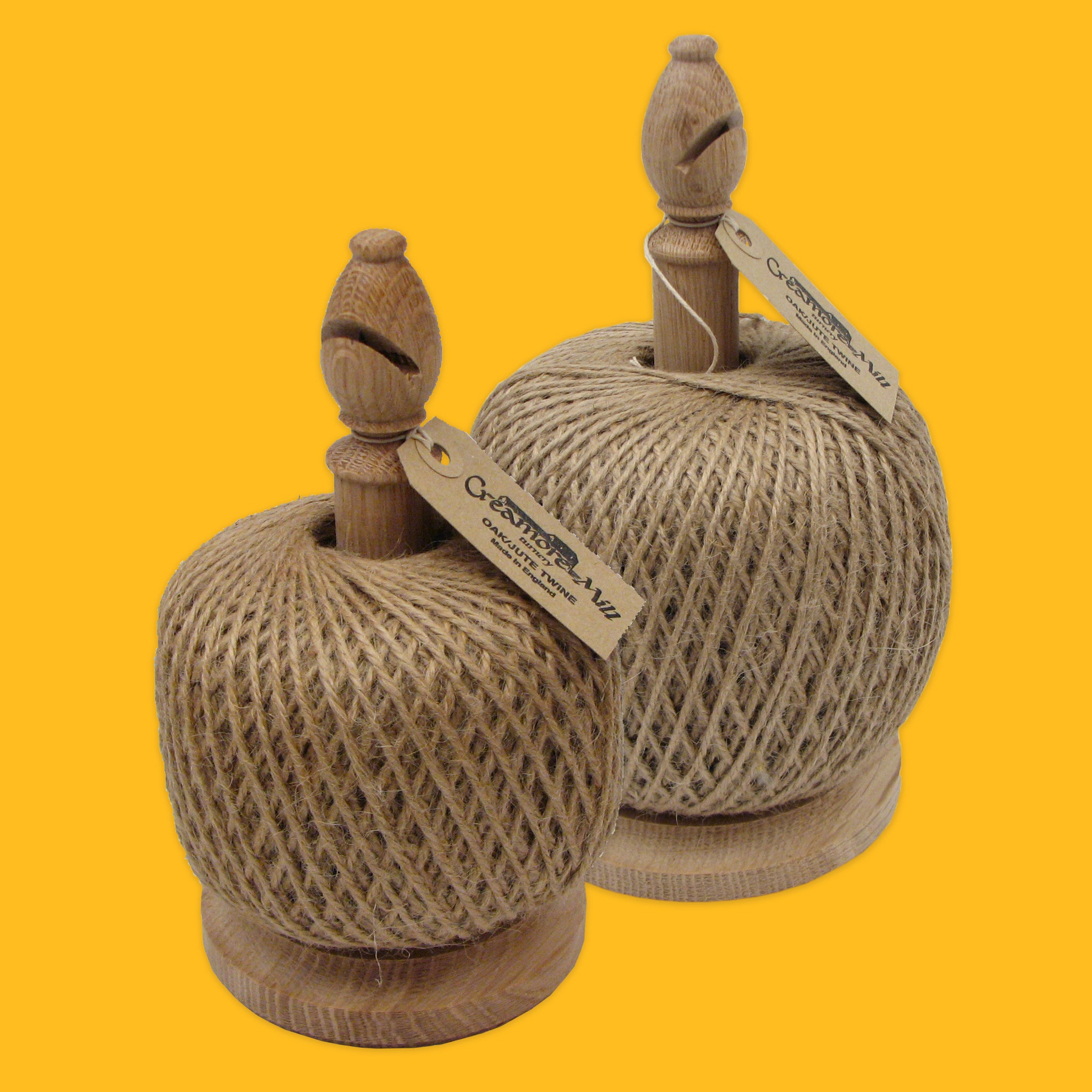 Bishops Twine Stands in Natural by Creamore Mill on a yellow background