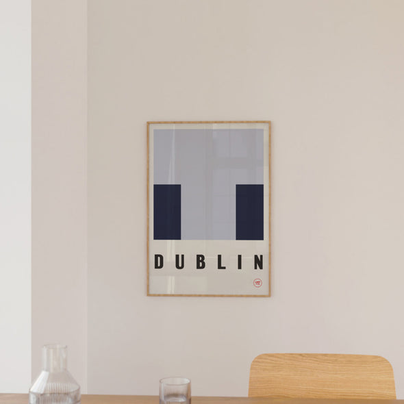 The image shows the a poster of the Dublin county colours hung on a kitchen wall