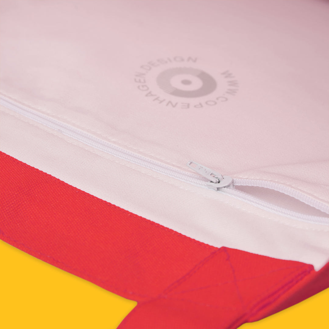 Close-up of the red bag with internal pocket