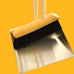 Beechwood, Stainless Steel and Horsehair dustpan and brush set