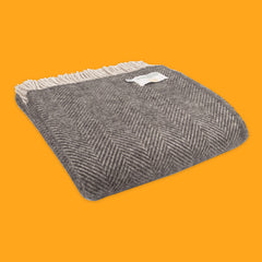 Herringbone Throw in Charcoal & Silver