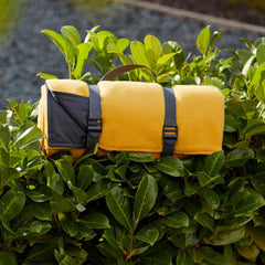 Fleece Picnic Rug Roll in Custard on a bush