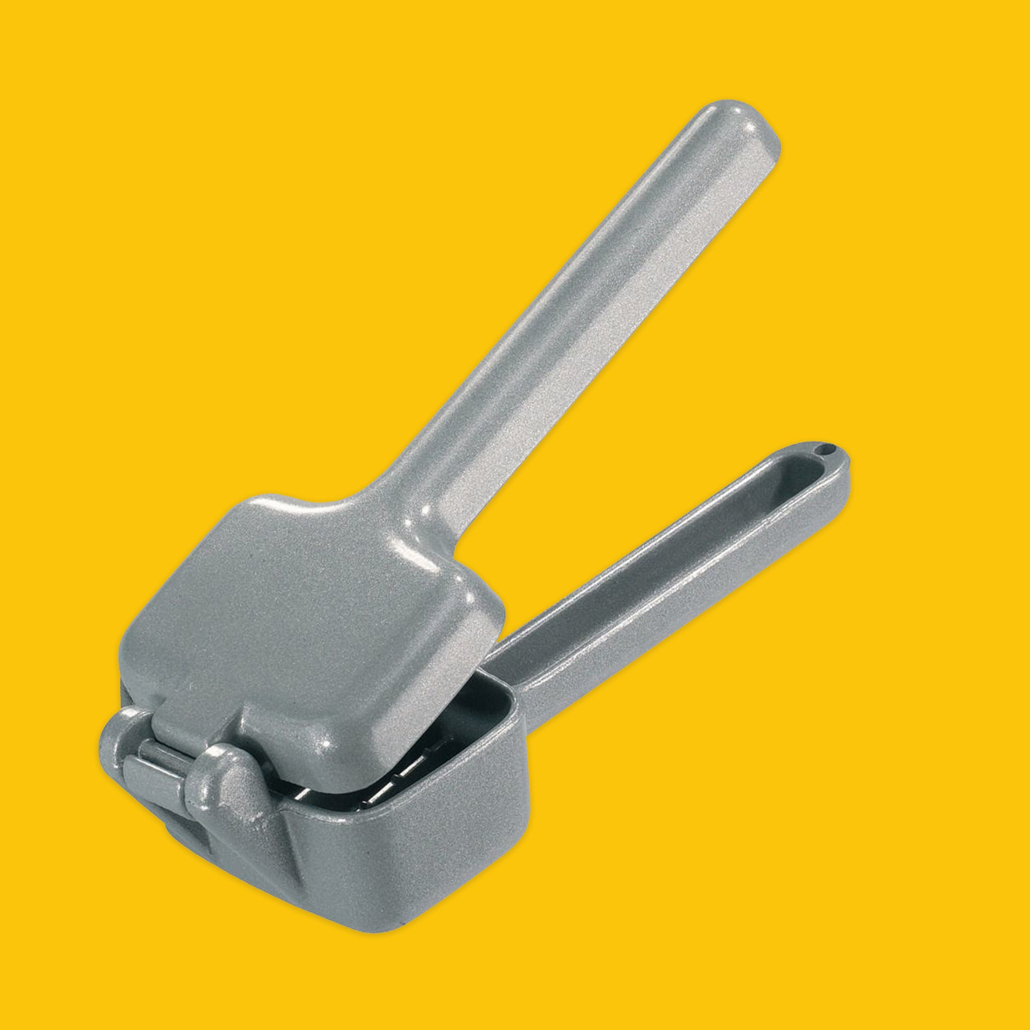 Ice Crusher in grey on yellow. 