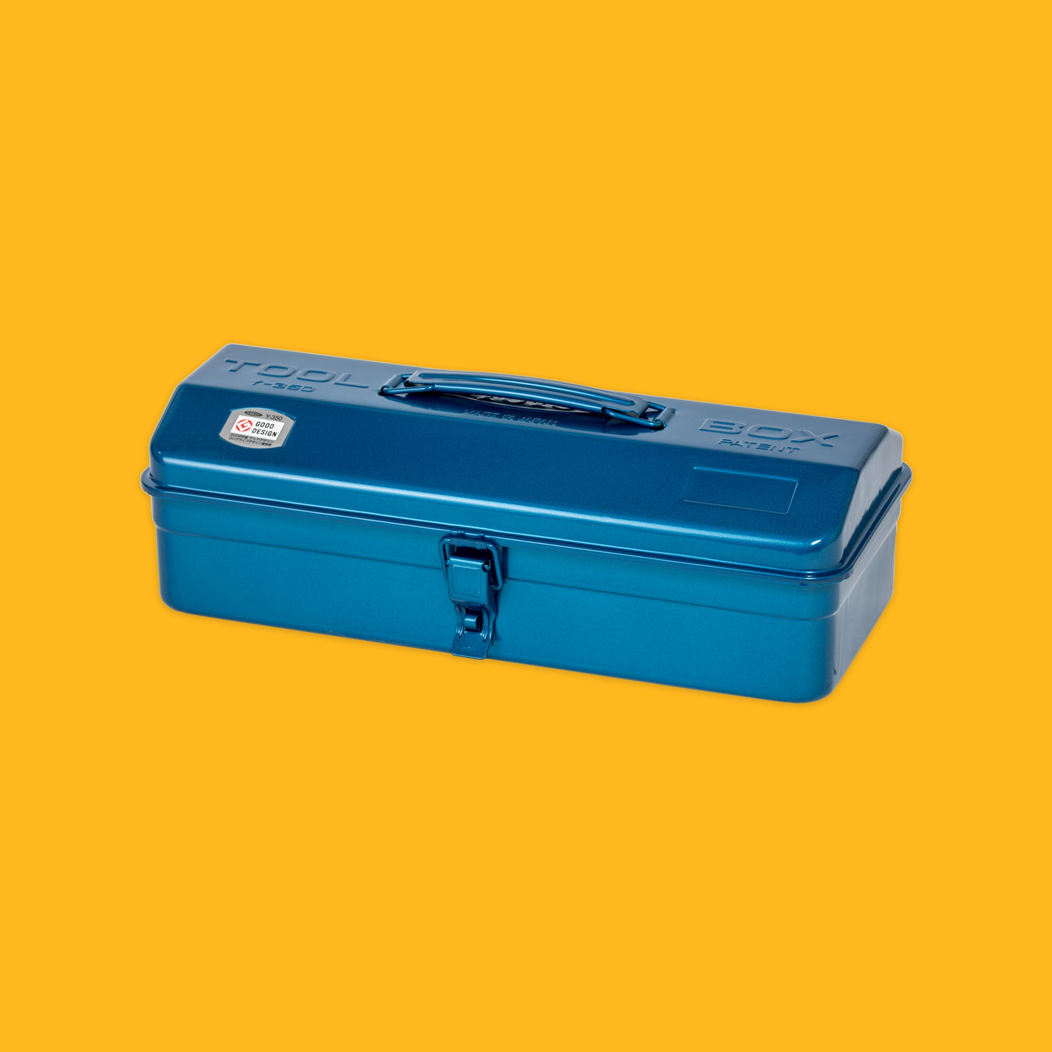Y-350 Blue Tool box on a yellow background