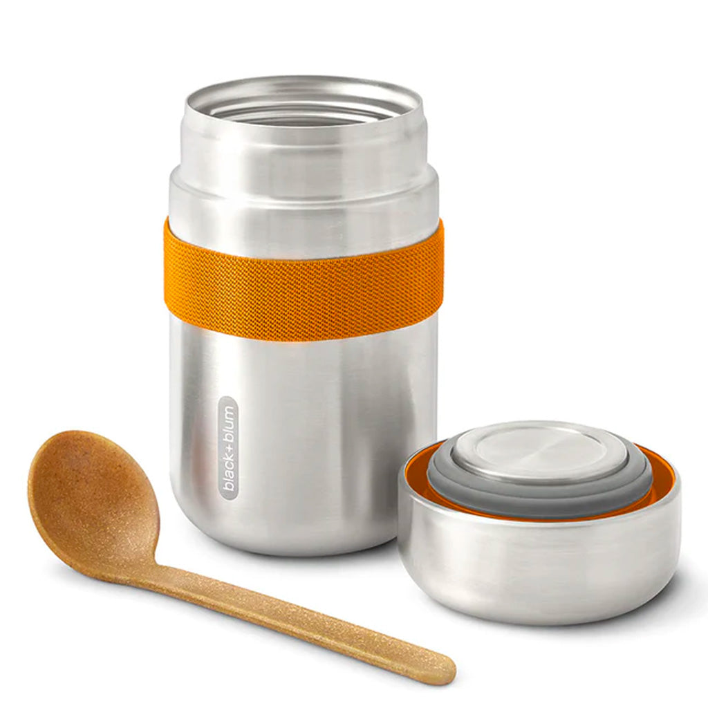 Black + Blum Food Flask in Orange opened up