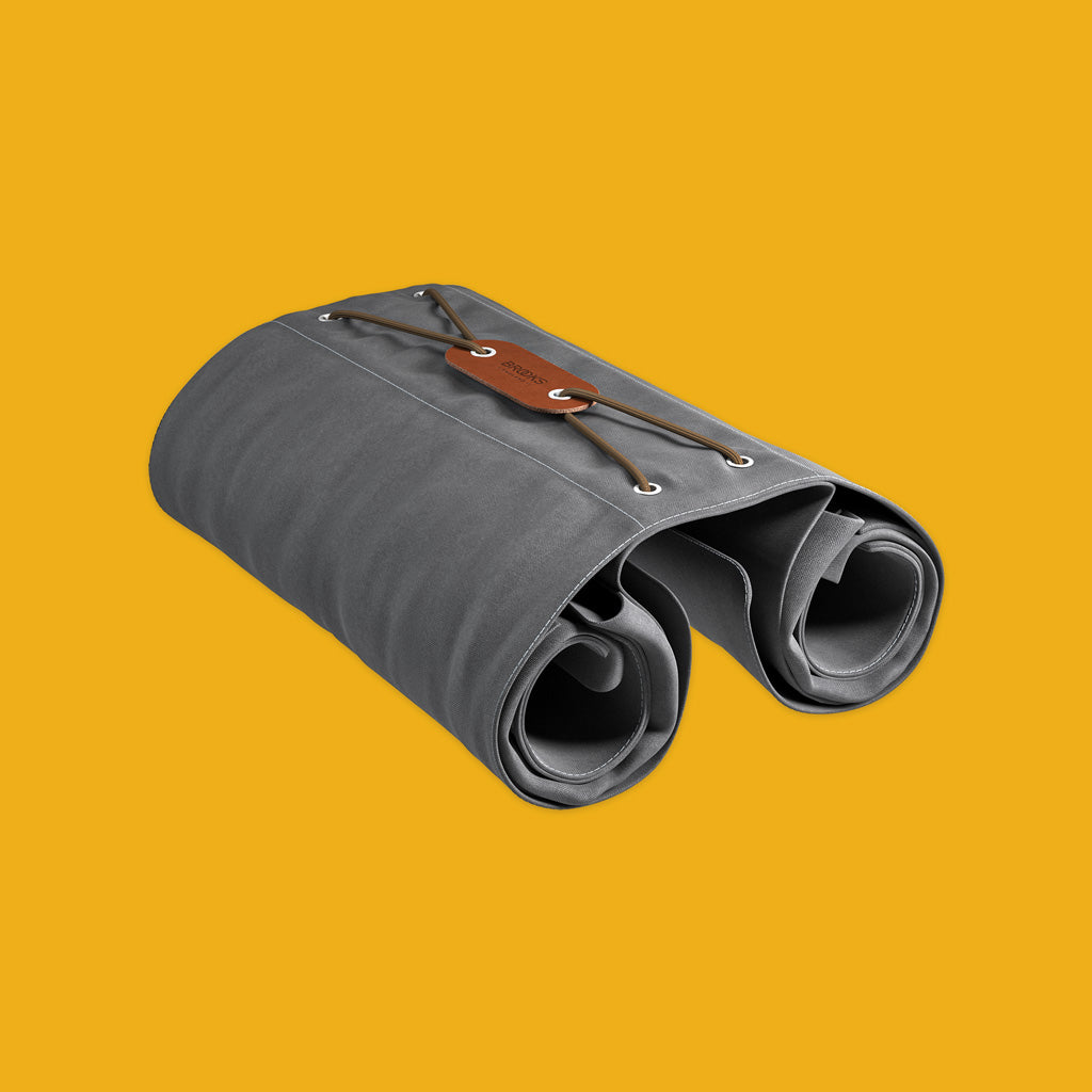 Brooks England Brick Lane Panniers in Grey Rolled Up