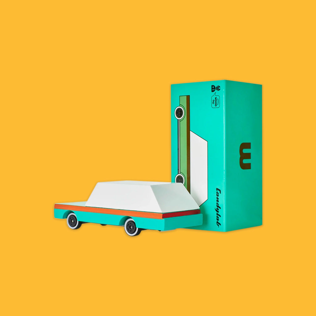 CandyLab Toy Cars Suburbia Teal Wagon Packaging