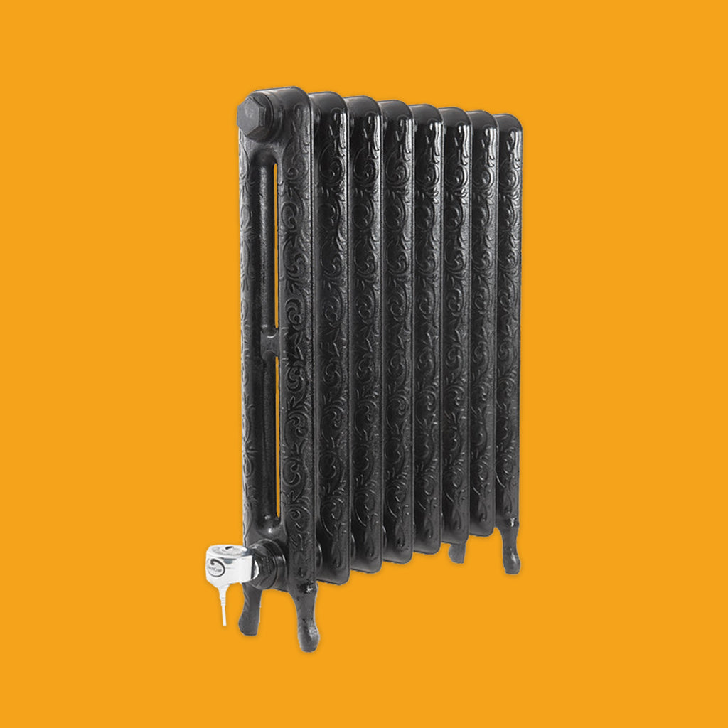 Electricast Art Nouveau 8 Section Cast Iron Radiator in Black
