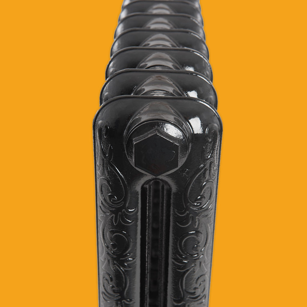 Electricast Art Nouveau 8 Section Cast Iron Radiator in Black End View