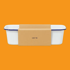 Falcon Enamelware Loaf Tin in White with Blue Rim