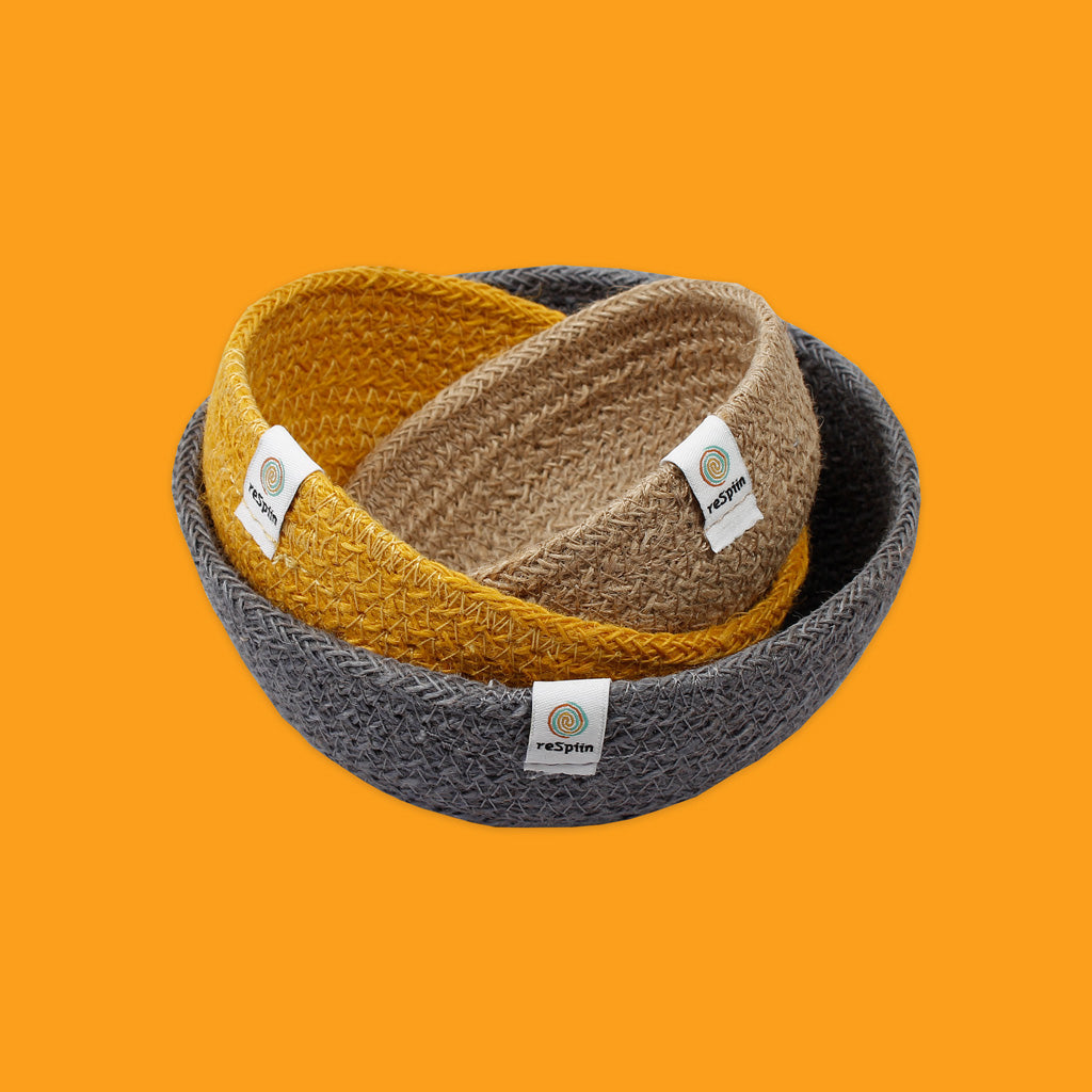Jute Mini Bowl Set in Beach