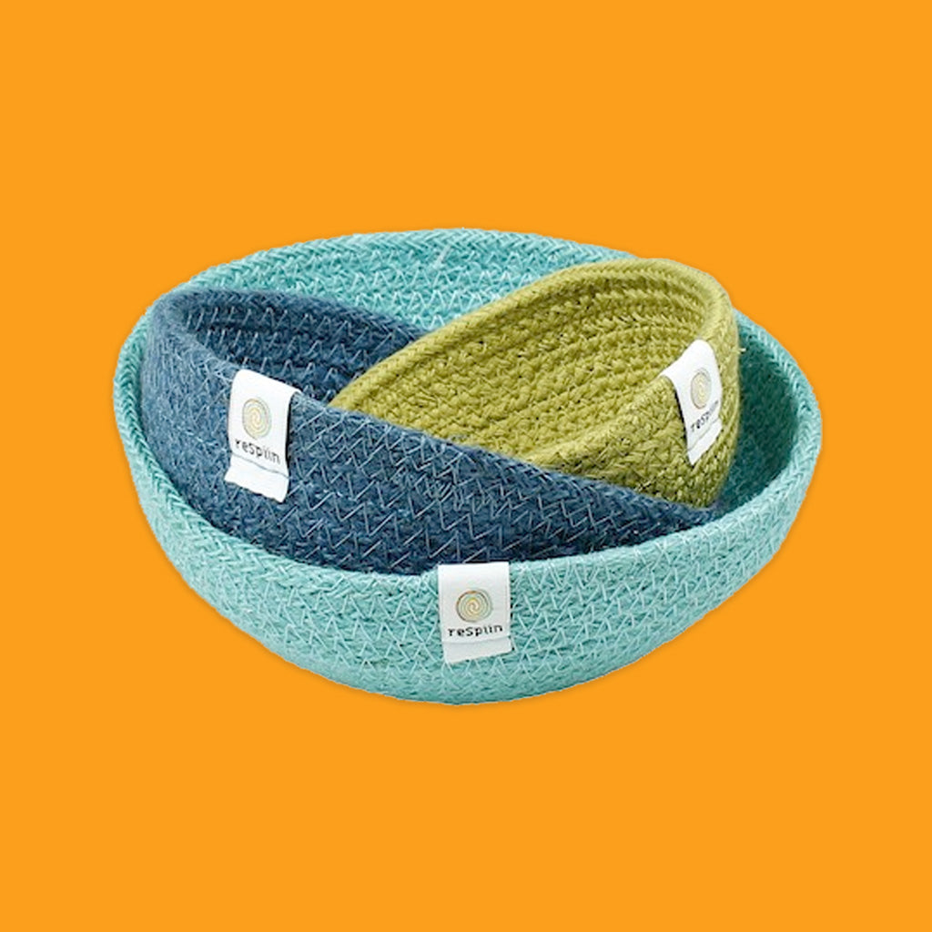 Jute Mini Bowl Set in Ocean