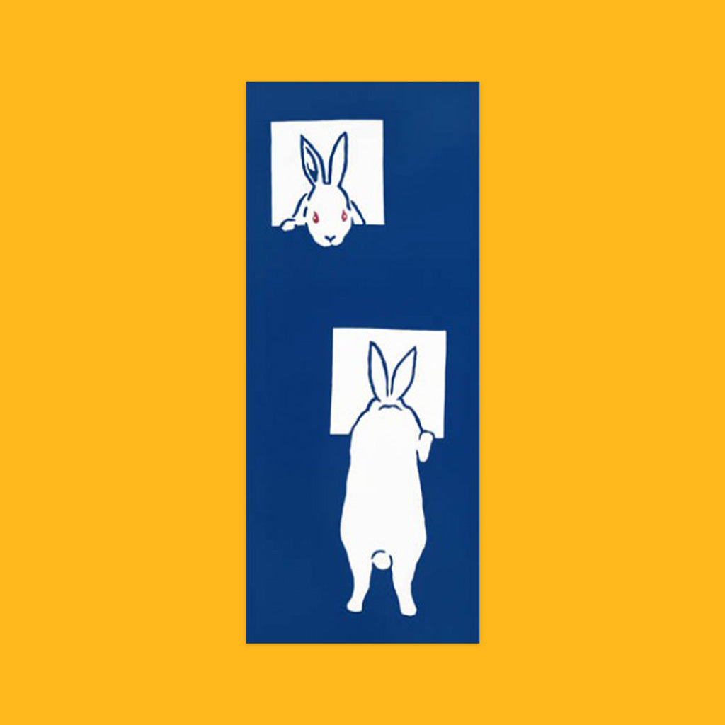Tenugui Cotton Towel Blue Rabbits by Niwaki