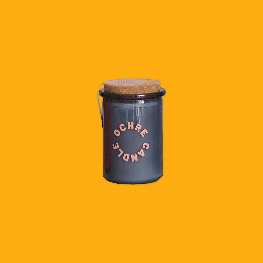 Ochre Soy Wax Candle in Lavender in a Purple Jar