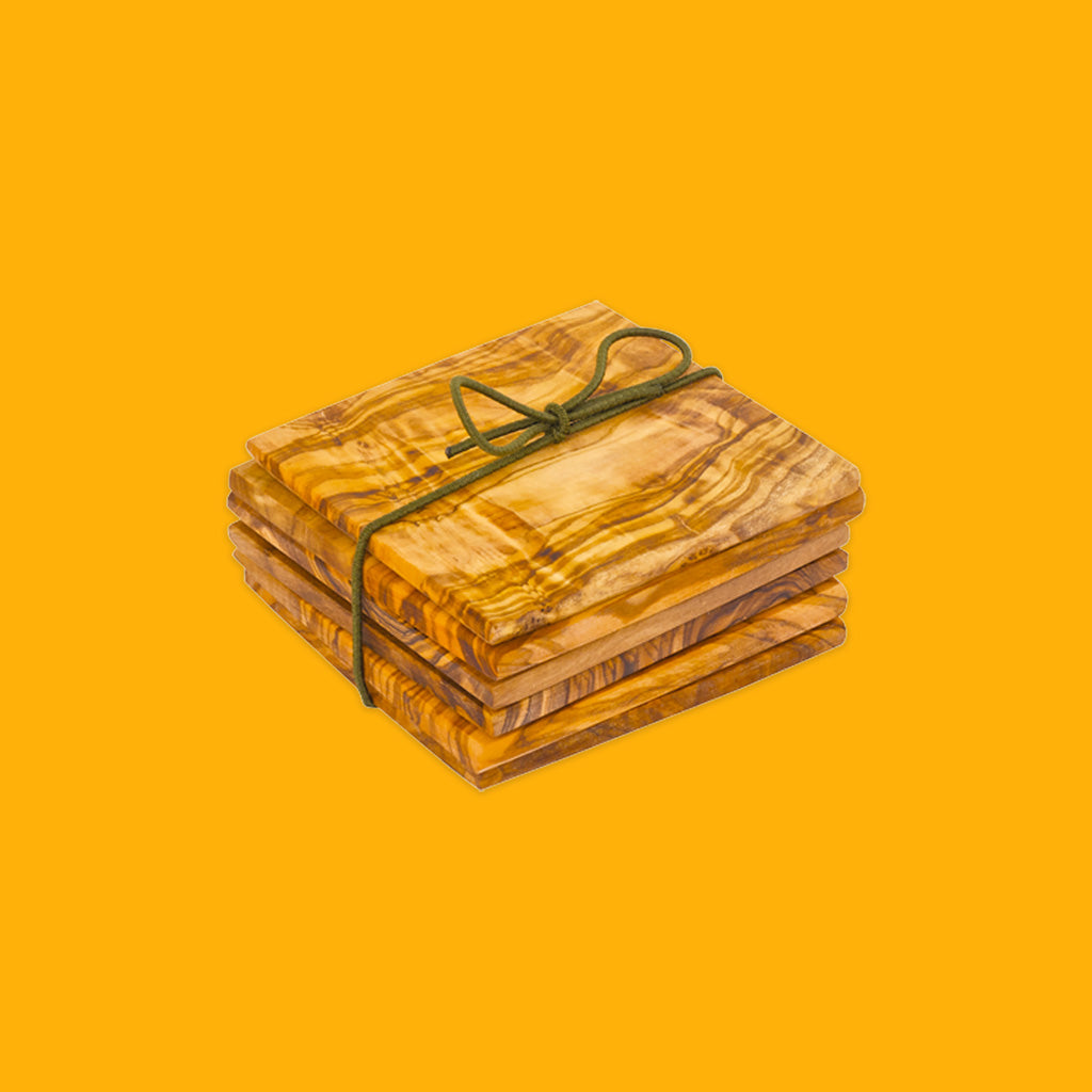 Redecker Olive Wood Coasters Square 6 Pack