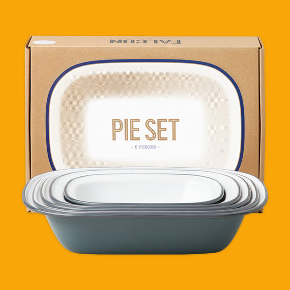 Falcon Enamelware 5 piece Pie Set in Pigeon Grey