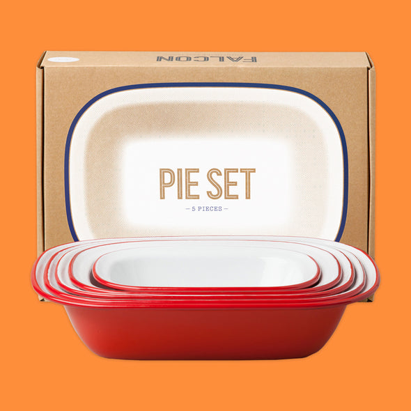 Falcon Enamelware 5 Piece Pie Set in Pillarbox Red