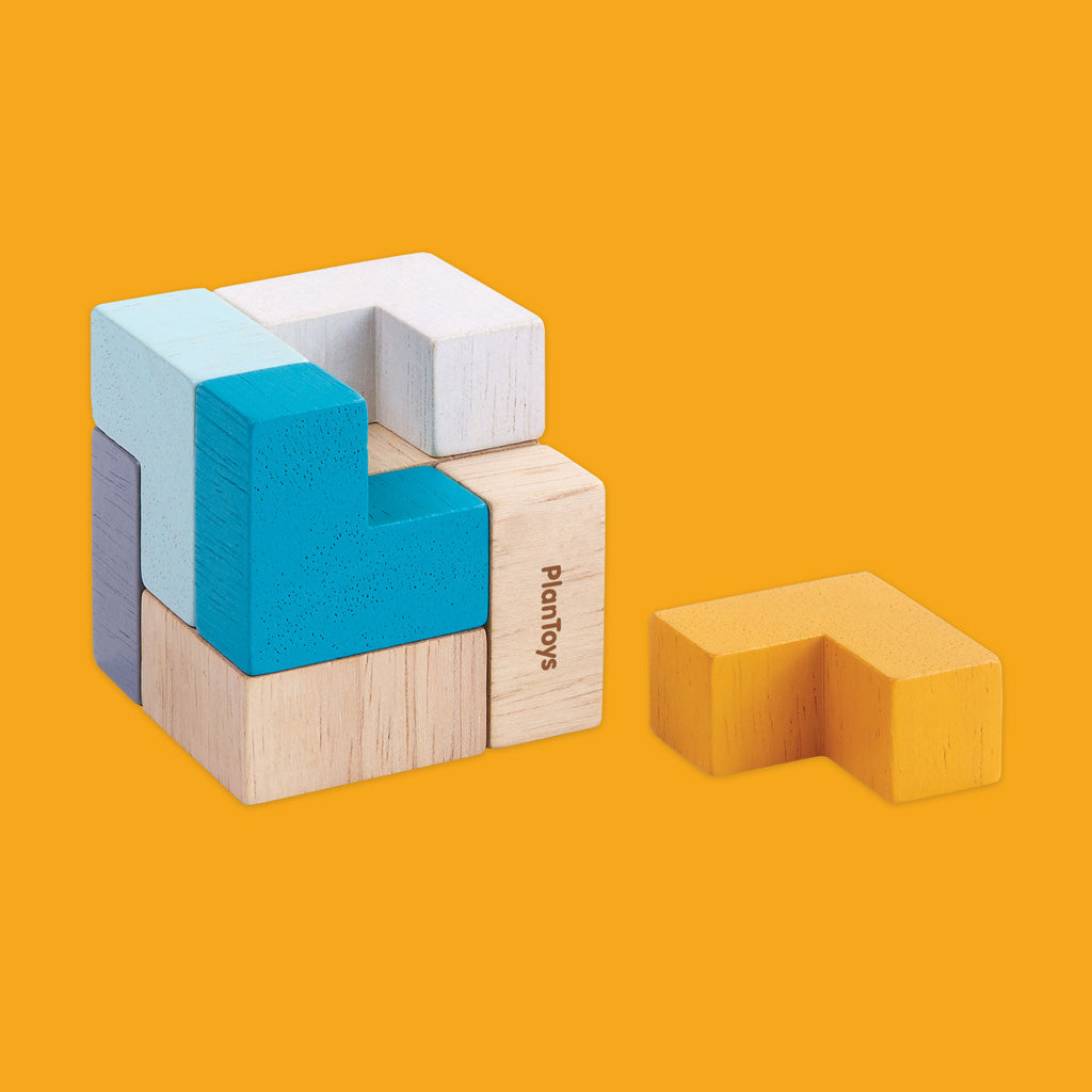 Plant Toys 3D Puzzle Cube in Yellow, Grey and Blue