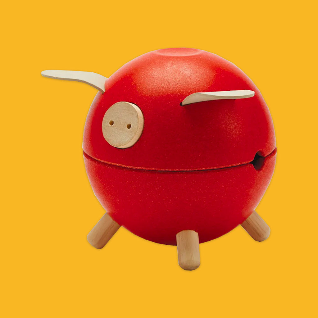 Plan Toys Piggy Bank in Red