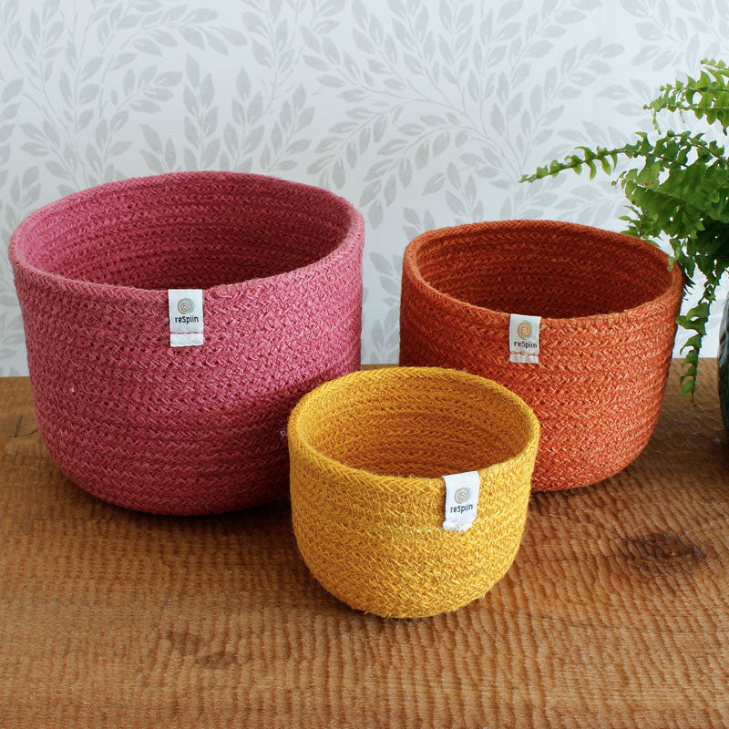 Jute Tall Basket Trio