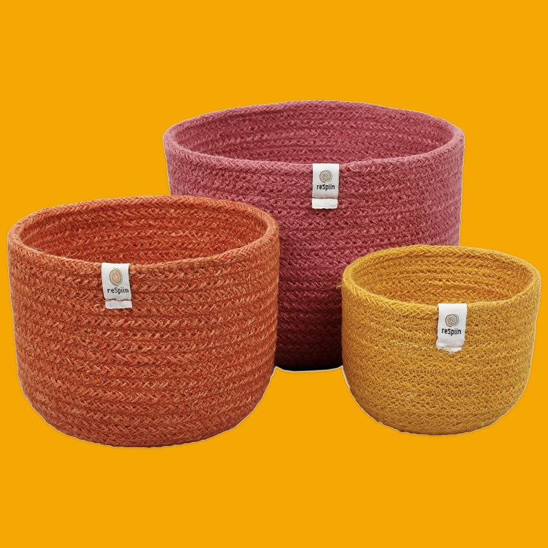 Jute Tall Basket Trio