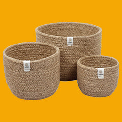 Jute Tall Basket Trio