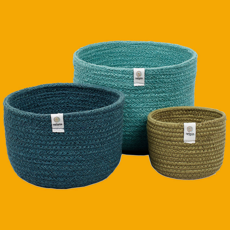Jute Tall Basket Trio