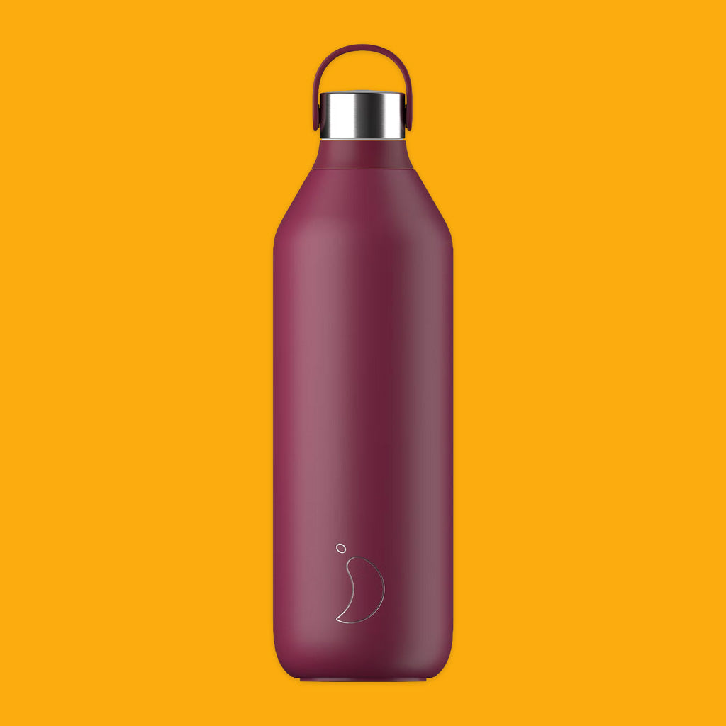 Chilly's Series 2 1Litre Reusable Water Bottle in Plum Red