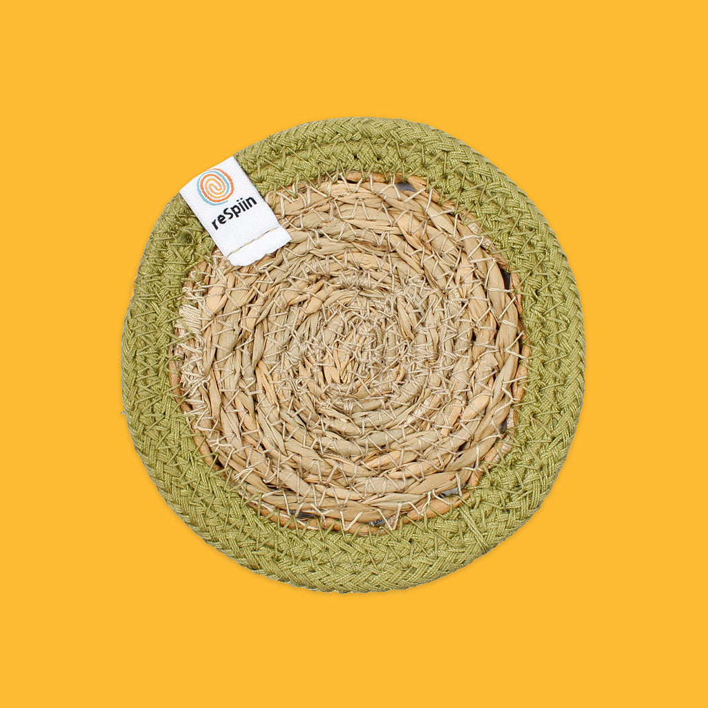 Seagrass & Jute Coaster in Green