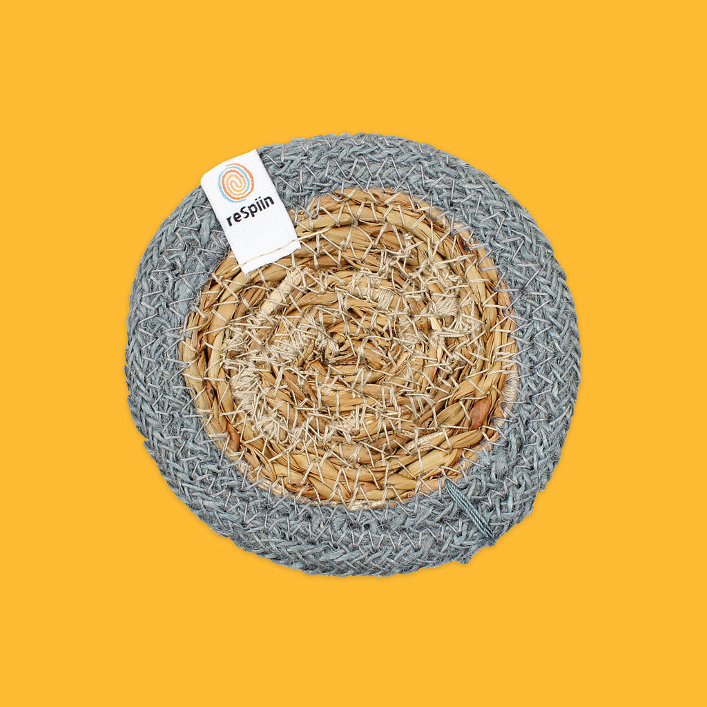 Seagrass & Jute Coaster in Grey