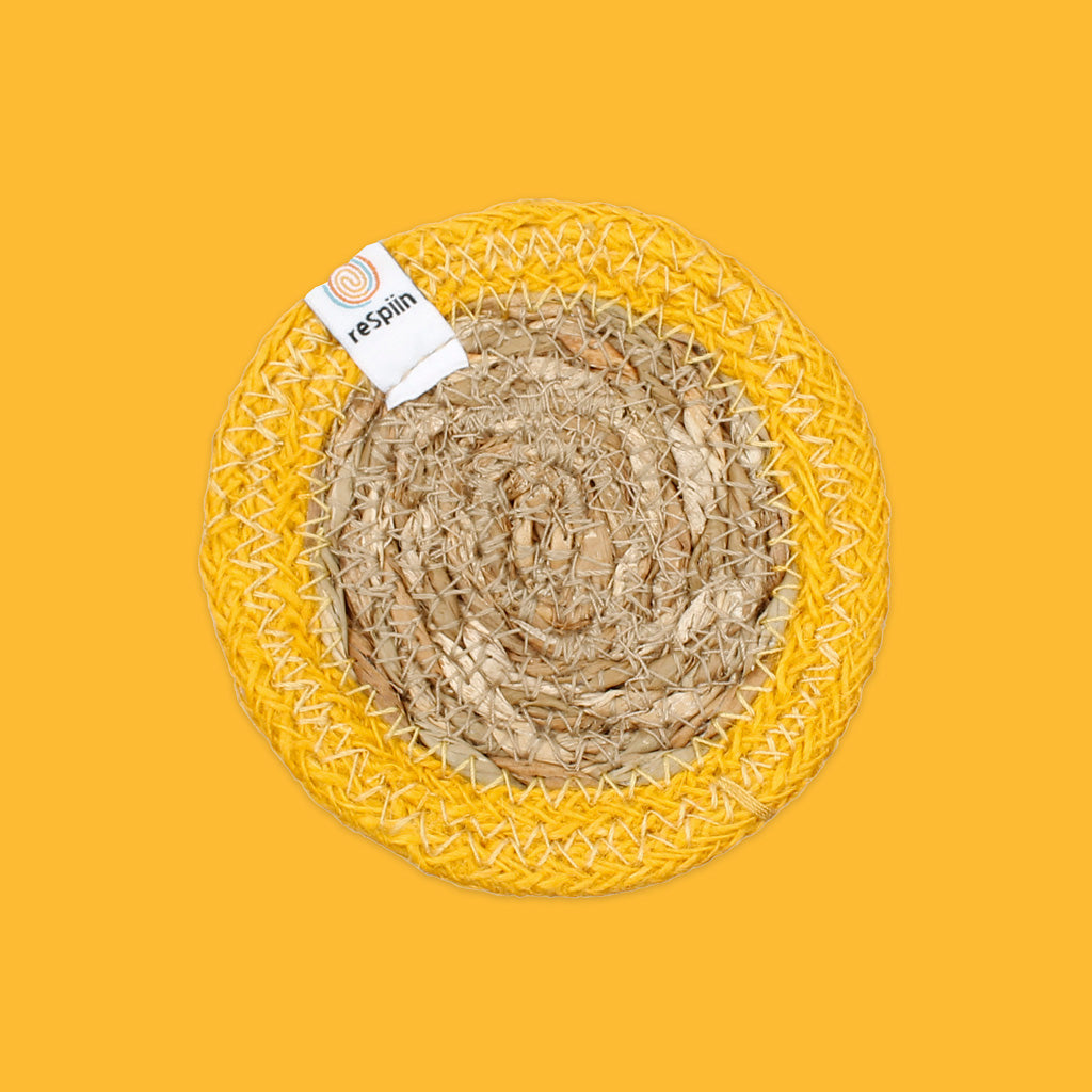 Seagrass & Jute Coaster in Yellow