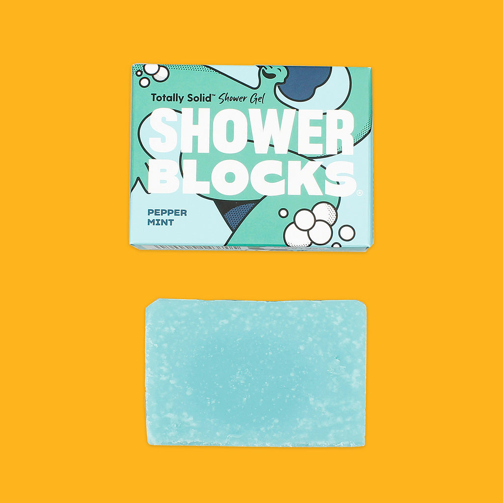 SHOWERBLOCKS Solid Shower Gel in Peppermint Scent Box and Bar